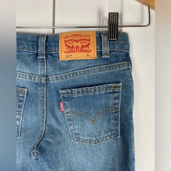 Levi’s Performance 511 Slim Jeans Boys Size 4 Blue Straight Leg Adjustable Waist - Picture 7 of 14